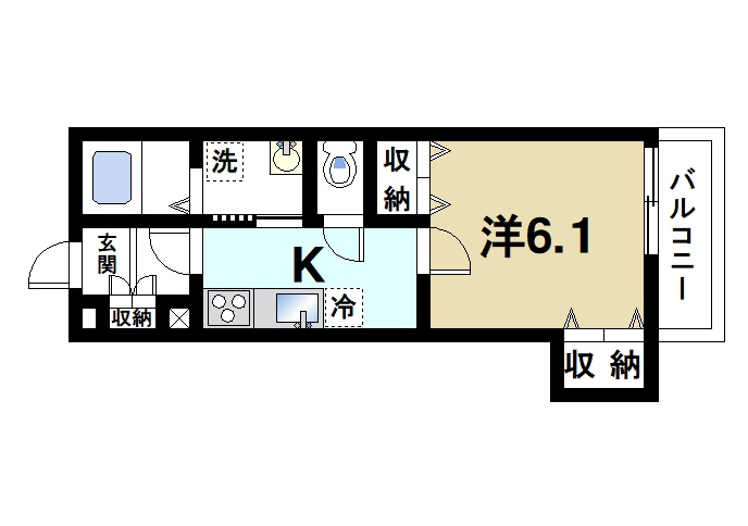 クレアール堺町Ⅰの間取り|１Kの間取りです