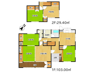 【間取り】 | 中古一戸建　玉島道口　6DK | 間取りは6DK