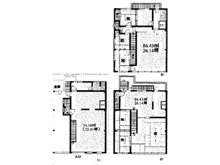 大津市大萱１丁目の店舗事務所の区画図