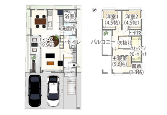 【参考プラン】 | 城陽市寺田尼塚　C号地　売土地　建築条件付き | 自由設計になりますので設計士と直接お話していただきオンリーワンのおうちづくりが可能です！需要の多いランドリールームも実現可能です。一緒に楽しくお家づくりをしていきましょう！