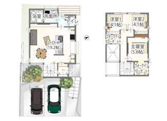 【参考プラン】 | 城陽市寺田尼塚　D号地　売土地　建築条件付き | 自由設計になりますので設計士と直接お話していただきオンリーワンのおうちづくりが可能です！需要の多いランドリールームも実現可能です。一緒に楽しくお家づくりをしていきましょう！