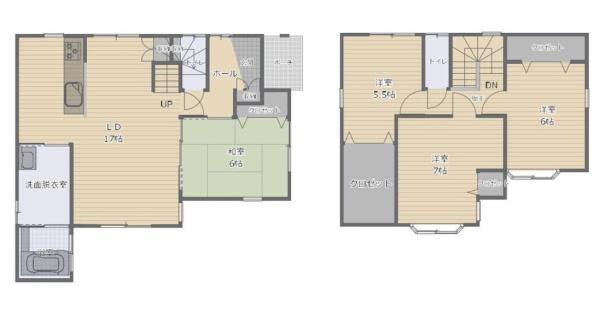 海南市大野中　中古戸建の間取り