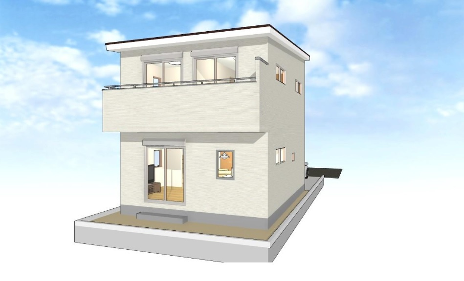 旭天神町　中古戸建　Ａ号棟　（未入居物件）の外観パース|A号地　建物面積　87.77㎡