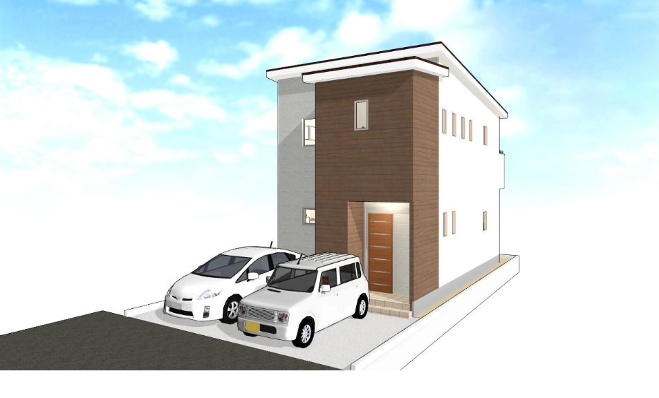 旭天神町　中古戸建　Ａ号棟　（未入居物件）の外観パース|A号地　建物面積　87.77㎡