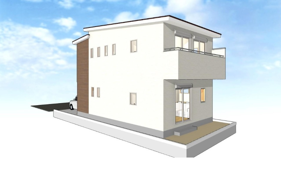 旭天神町　中古戸建　Ａ号棟　（未入居物件）の外観パース|A号地　建物面積　87.77㎡