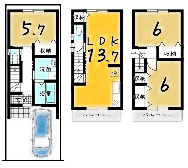 太秦青木ケ原町　建築条件付土地の参考プラン