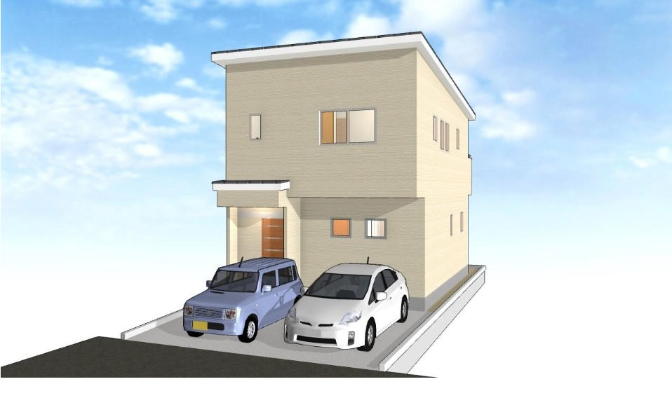 旭天神町　中古戸建（未入居物件）　B号棟の外観パース|B号地　建物面積　86.94㎡