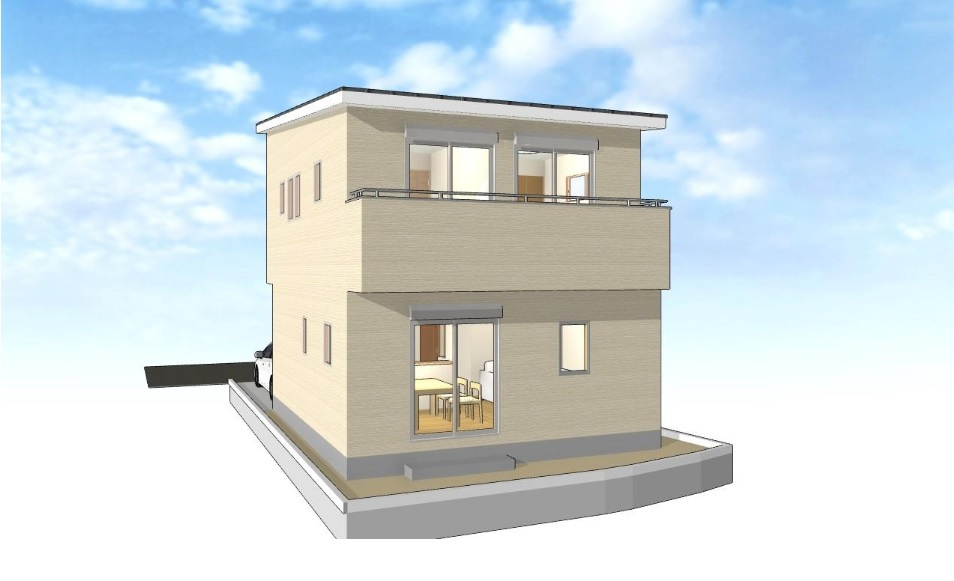 旭天神町　中古戸建（未入居物件）　B号棟の外観パース|B号地　建物面積　86.94㎡