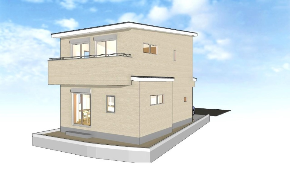 旭天神町　中古戸建（未入居物件）　B号棟の外観パース|B号地　建物面積　86.94㎡