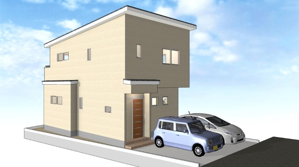 旭天神町　中古戸建（未入居物件）　B号棟の外観パース|B号地　建物面積　86.94㎡