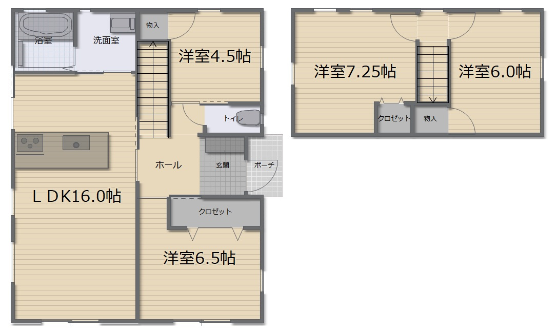 鴨部　新築戸建　1号地の間取り|4LDK
