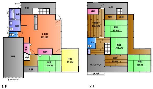 加古川市平岡町新在家　中古戸建の間取り|7SLDKです。