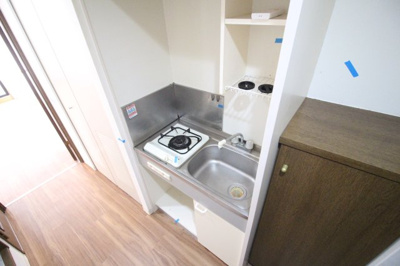 【キッチン】 | プレサンス阿倍野阪南町 | 1口ガスコンロ　冷蔵庫あり