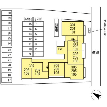 熊本市東区長嶺西２丁目のアパートの区画図