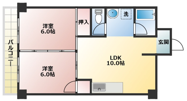 【間取り】 | 西大道ハイツ