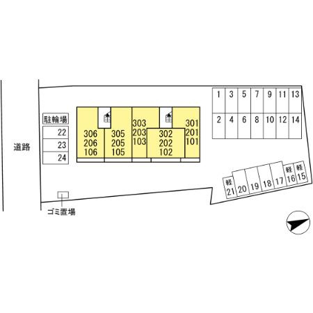 熊本市中央区黒髪２丁目のアパートの区画図
