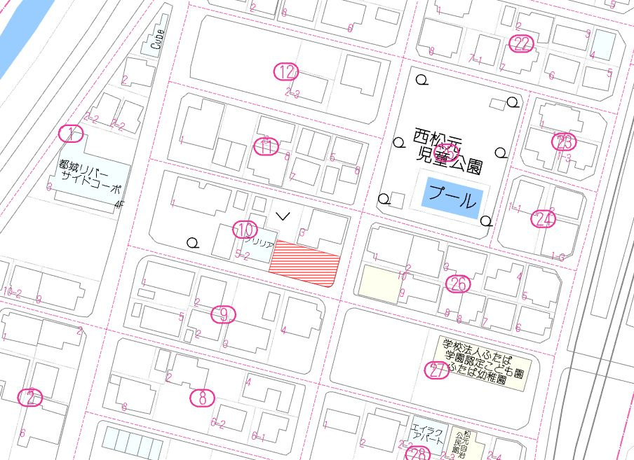 都城市松元町の売地の土地図