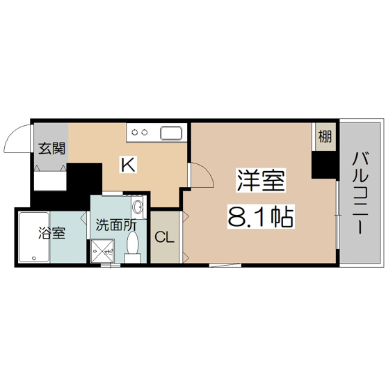 【間取り】 | ベリーウェル阿倍野 | ベリーウェル阿倍野　１Ｋ