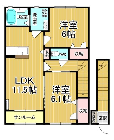 【間取り】 | ヴィラフェリーチェⅡ五番館 | カップルさんにオススメのお部屋です♪