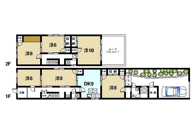 南袋町戸建の間取り|豪華な６DKで広々暮らせます