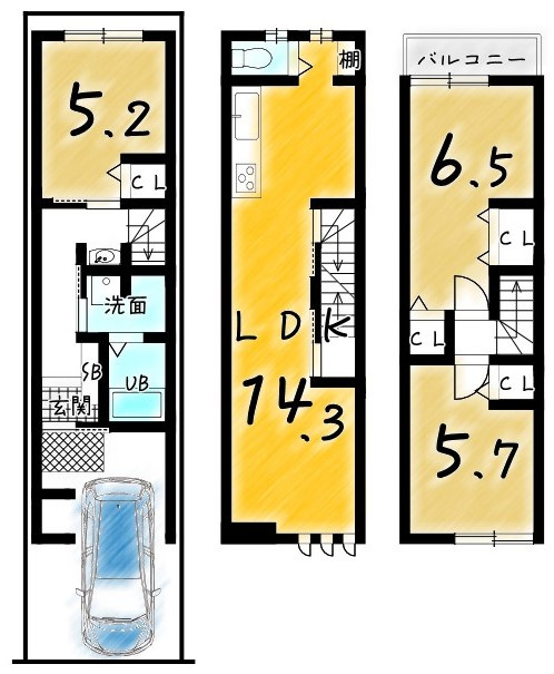 梅津北浦町の間取り
