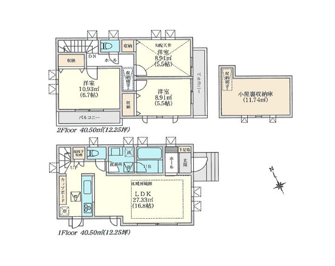 【間取り】 | 高井戸西2丁目　新築戸建　B号棟 | 駅徒歩６分の制震ダンパー搭載住宅♪♪道路を挟んで向かい側には生産緑地が広がり、解放感に恵まれた立地環境！一階リビング、水廻りワンフロア集約設計の新築戸建、完成済です♪
