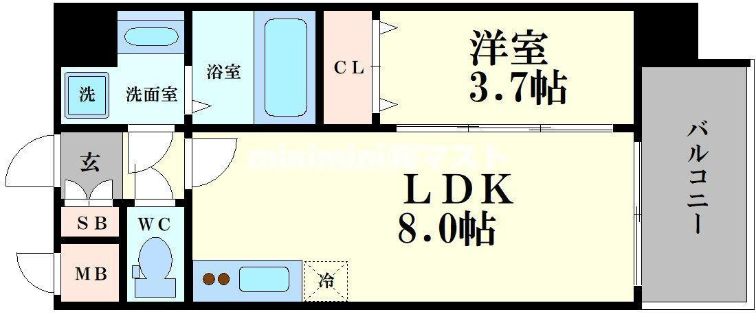 アプリーレ阿波座南の間取り