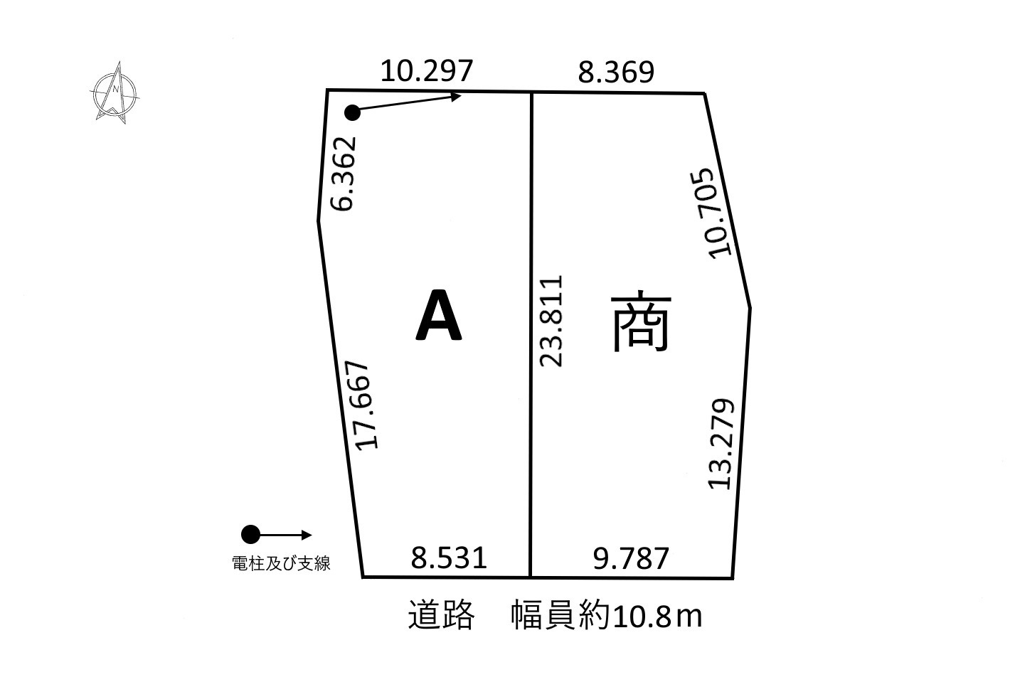 2区画分譲地　瀬戸市八王子町　A区画の区画図