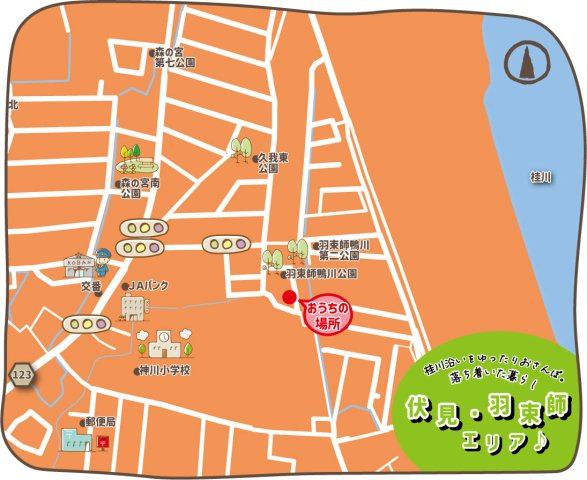 羽束師鴨川町　建築条件付土地の地図