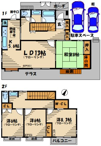 中富南4-12-1貸家の間取り