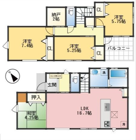 吹田市千里山西3丁目　新築戸建の間取り
