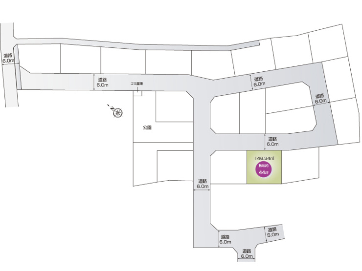【区画図】野田市尾崎　売地　NO.19　44坪