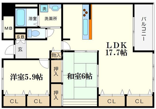 エルセレーノ九条の間取り