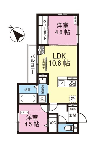 【間取り】 | グランコート藤が丘 | カップルさんやファミリーさんにもオススメの2LDKタイプ！なんと言っても最上階・角部屋・二面採光なのが嬉しい♪
