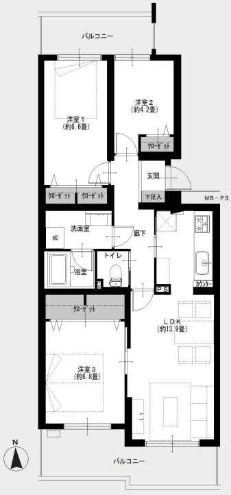 京王相模原線「京王稲田堤」サンビームヒルズ西菅2号棟の画像