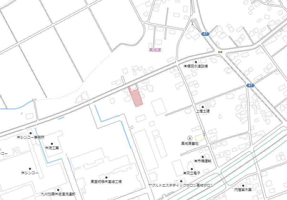 都城市高城町大井手の売地の土地図