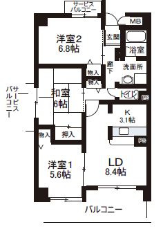 【間取り】 | パデシオン大野芝