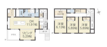 秦野市羽根　中古戸建の間取り