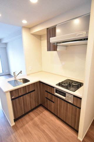 レーベン長岡天神ＣＲＥＳＩＳＴのキッチン|2口ガスコンロ　グリル付き