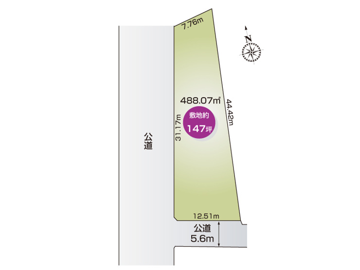 上新郷6690-2：土地面積488.07㎡（147.64坪）