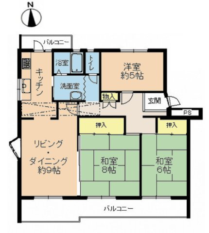 ビューハイツ鈴が峰6号棟の間取り