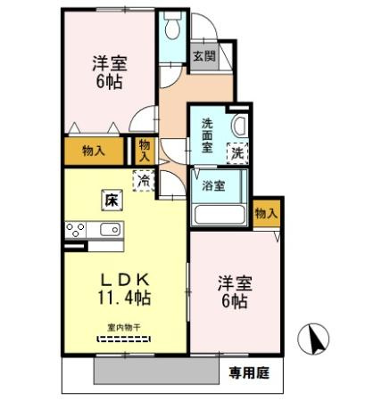 セジュールアカネ　A棟の間取り