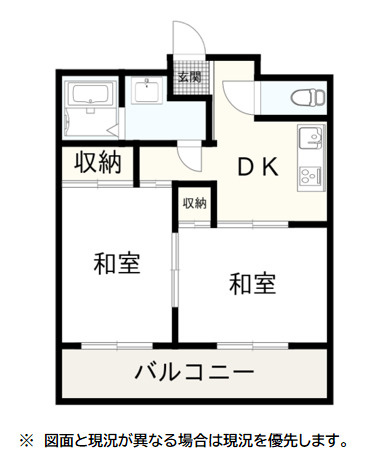 レアールコーポAKITAⅡ　田方郡函南町塚本の間取り|アパート部分の3DKのお部屋の間取りです。
