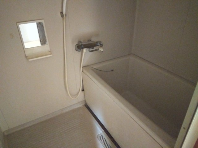 レアールコーポAKITAⅡ　田方郡函南町塚本の浴室|壁紙が白なので空間が広く感じます。