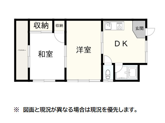 レアールマンションアキタ3　田方郡函南町畑毛の間取り|アパート部分の2DKのお部屋の間取りです。