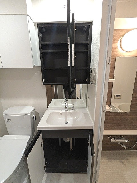Urbanex KURAMAE RESIDENCEの設備|2面鏡付、ハンドシャワー付独立洗面台です