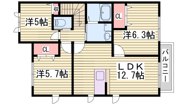 ＭＡＳＴ　ＣＯＵＲＴ加古川南　Ａ棟の間取り