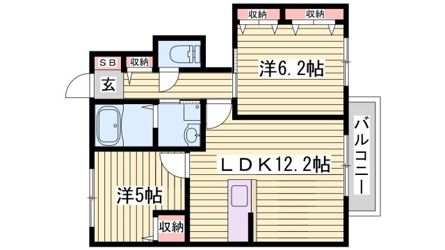 ＭＡＳＴ　ＣＯＵＲＴ加古川南　Ｅ棟の間取り