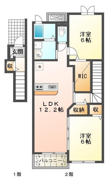 明石市大蔵谷奥のアパートの間取り