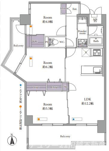 南向き・日当たり良好！眺望良好！の間取り|3LDK 